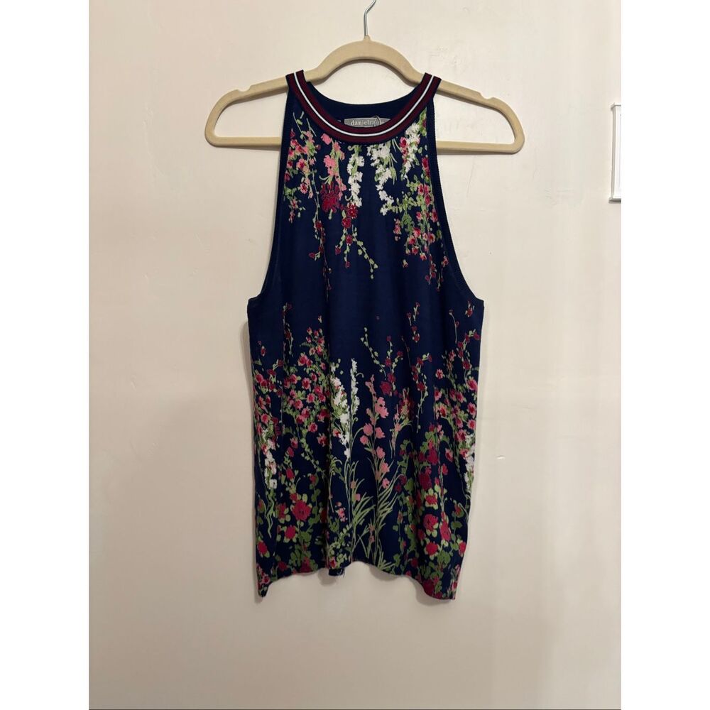 Daniel Rain Rora Halter Sweater Tank Size Large Navy Floral NWOT - Picture 5 of 10